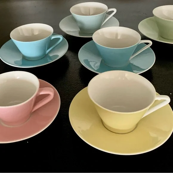 Original 1950 Austrian Lilien Porcelain, „Daisy“ Serie Mokka Set, Mid Century